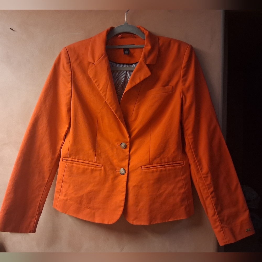 Tommy Hilfiger Women’s Classic Blazer Jacket Red Size 4 Two Button Cotton Blend